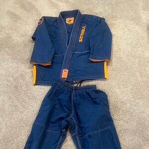 Blue Sanabul Jiu Jitsu Gi with Orange Accents Girls size K4